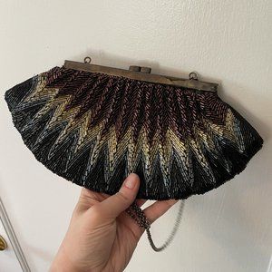 Fancy Beaded Vintage Clutch with Optional Strap